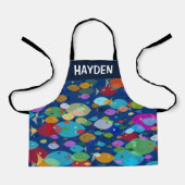 魚のカラフル抽象芸術パターパーソナライズされたン エプロン (正面)