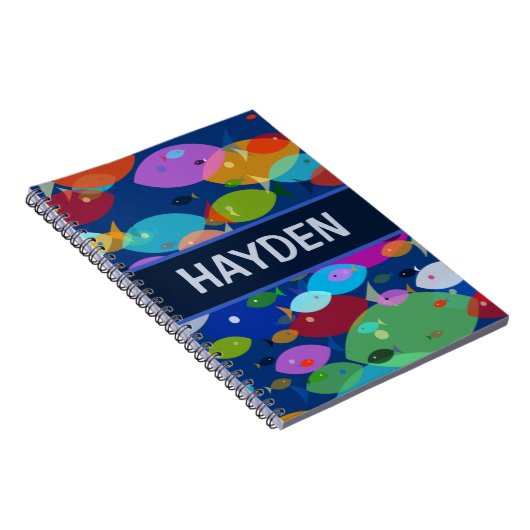 魚のカラフル抽象芸術パターパーソナライズされたン ノートブック (右側)
