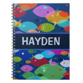 魚のカラフル抽象芸術パターパーソナライズされたン ノートブック (正面)