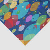 魚のカラフル抽象芸術模様（青） 薄葉紙 (詳細)