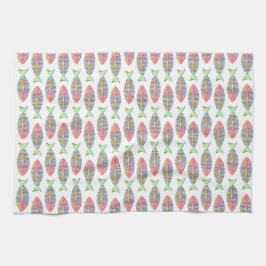 魚のカラフル骨組みキッチンタオル キッチンタオル