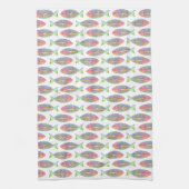 魚のカラフル骨組みキッチンタオル キッチンタオル (縦)