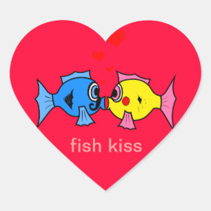 魚のキスのハートのステッカー ハートシール