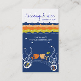 魚のキスをするサンゴ波海海の青い夏 名刺