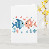魚のキス 恋愛カード カード (黄色い花)