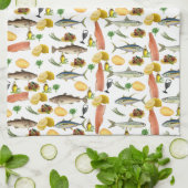 魚のキッチンハンドタオル キッチンタオル (折り畳み)