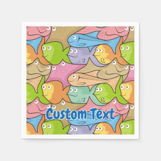 魚のキャラクター紙ナプキン スタンダードカクテルナプキン (正面)