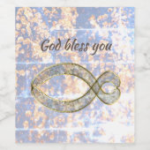 魚のキリスト教のシンボル。 ワインラベル (シングルラベル)