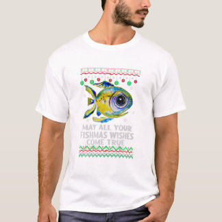 魚のクリスマスの願いがすべて叶いますように Tシャツ