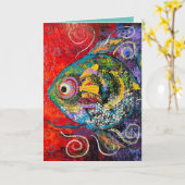 魚のグリーティングカード カード (黄色い花)