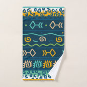 魚のコンテンポラリーグラフィックと幾何学的 バスタオルセット (ハンドタオル)