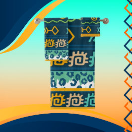 魚のコンテンポラリーグラフィックと幾何学的 バスタオルセット