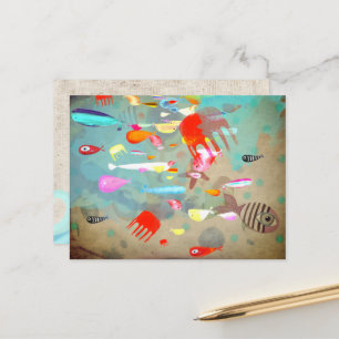 魚のサーフィン波 ポストカード
