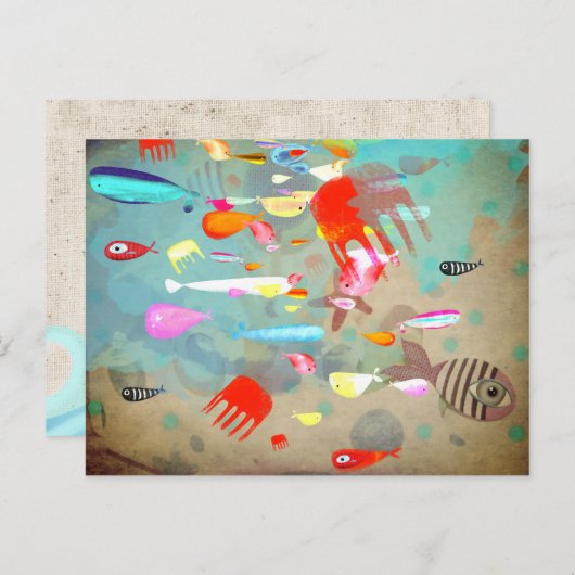 魚のサーフィン波 ポストカード (正面/裏面)