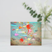 魚のサーフィン波 ポストカード (スタンド正面)