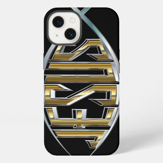 魚のシンボル内のイエス iPhoneケース (裏面)