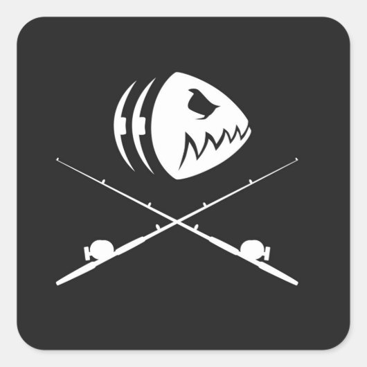 魚のスカルデザイン スクエアシール (正面)