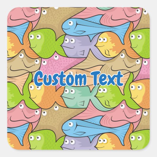 魚のスクエアステッカー スクエアシール (正面)