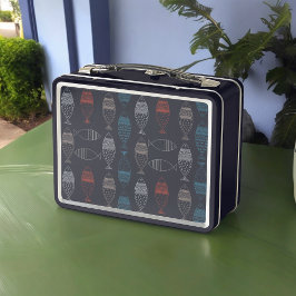 魚のスケッチパターン メタルランチボックス