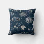 魚のスケッチモダンアクセント枕 クッション (裏面)