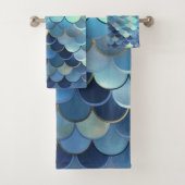 魚のスケールパターンブルースカイ背景ゴールデン バスタオルセット (インサイチュ)