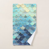 魚のスケールパターンブルースカイ背景ゴールデン バスタオルセット (ハンドタオル)