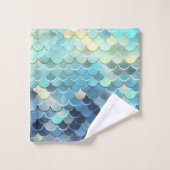 魚のスケールパターンブルースカイ背景ゴールデン バスタオルセット (ウォッシュタオル)