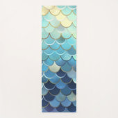 魚のスケールパターンブルースカイ背景ゴールデン ヨガマット (正面)