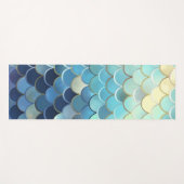 魚のスケールパターンブルースカイ背景ゴールデン ヨガマット (正面(横))