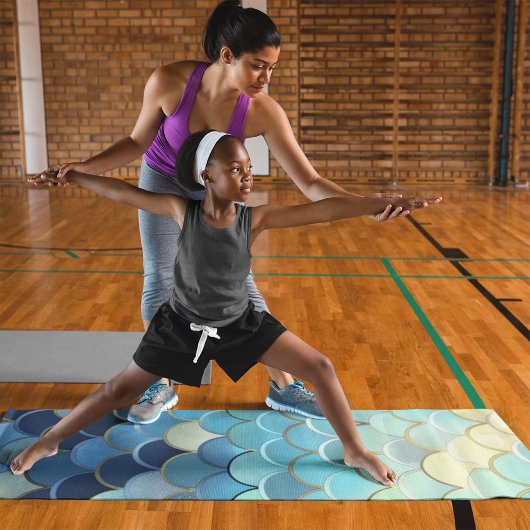 魚のスケールパターンブルースカイ背景ゴールデン ヨガマット