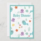 魚のタコ鯨海赤ちゃんシャワー 招待状 (正面)