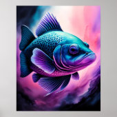 魚のチョークスケッチ（ブラックIV） ポスター (正面)