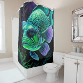 魚のチョークスケッチ（黒） シャワーカーテン (インサイチュ)