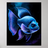 魚のチョークスケッチ（黒） ポスター (正面)