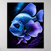 魚のチョークスケッチIII ポスター (正面)