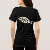 魚のテキスト イエス トライブレンドTシャツ (裏面)