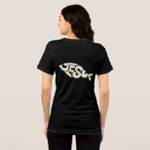 魚のテキスト イエス トライブレンドTシャツ (裏面全面)