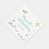 魚のテーマ海の下で3回の誕生日 スタンダードランチョンナプキン (角)