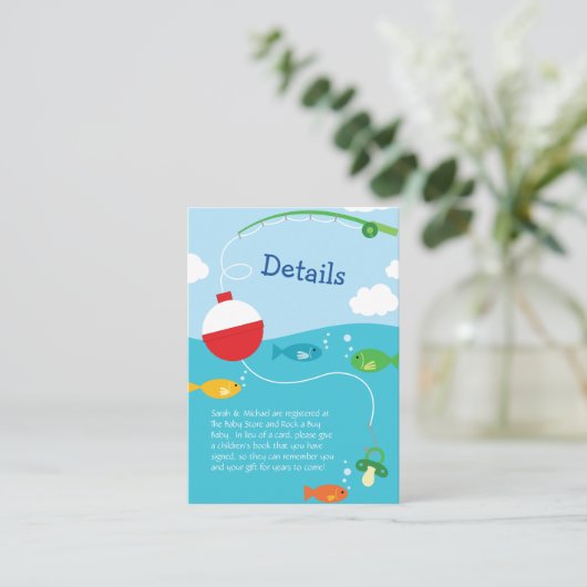 魚のテーマ魚釣り漁師用ベビーシャワー エンクロージャーカード (スタンド正面)