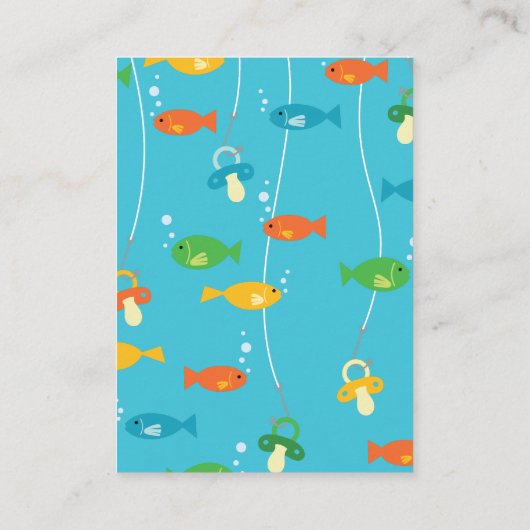 魚のテーマ魚釣り漁師用ベビーシャワー エンクロージャーカード (裏面)
