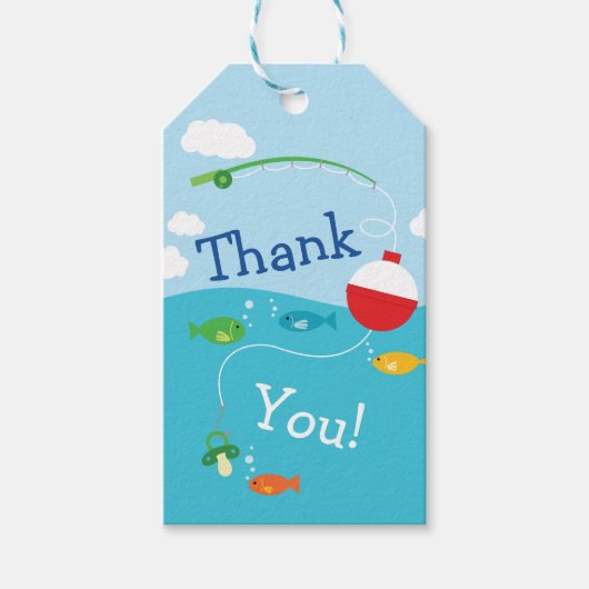 魚のテーマ魚釣り漁師用ベビーシャワー ギフトタグ (正面)