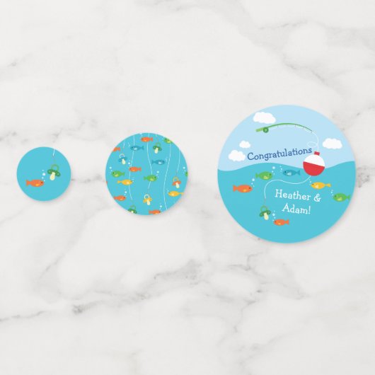 魚のテーマ魚釣り漁師用ベビーシャワー コンフェッティ (裏面)