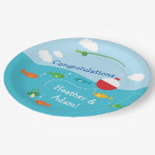 魚のテーマ魚釣り漁師用ベビーシャワー ペーパープレート (アングル)