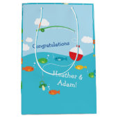 魚のテーマ魚釣り漁師用ベビーシャワー ミディアムペーパーバッグ (正面)