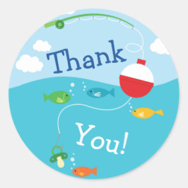 魚のテーマ魚釣り漁師用ベビーシャワー ラウンドシール