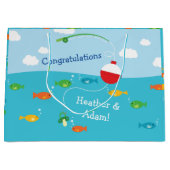 魚のテーマ魚釣り漁師用ベビーシャワー ラージペーパーバッグ (正面)