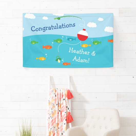 魚のテーマ魚釣り漁師用ベビーシャワー 横断幕 (インサイチュ)