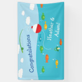 魚のテーマ魚釣り漁師用ベビーシャワー 横断幕 (縦)