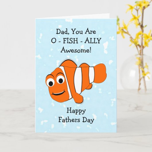 魚のデザインパーソナライズされた父の日 カード (黄色い花)