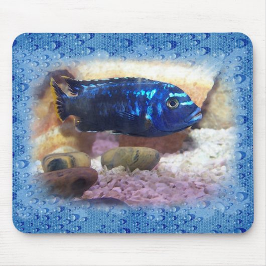 魚のデジタル熱帯水彩画 マウスパッド (正面)
